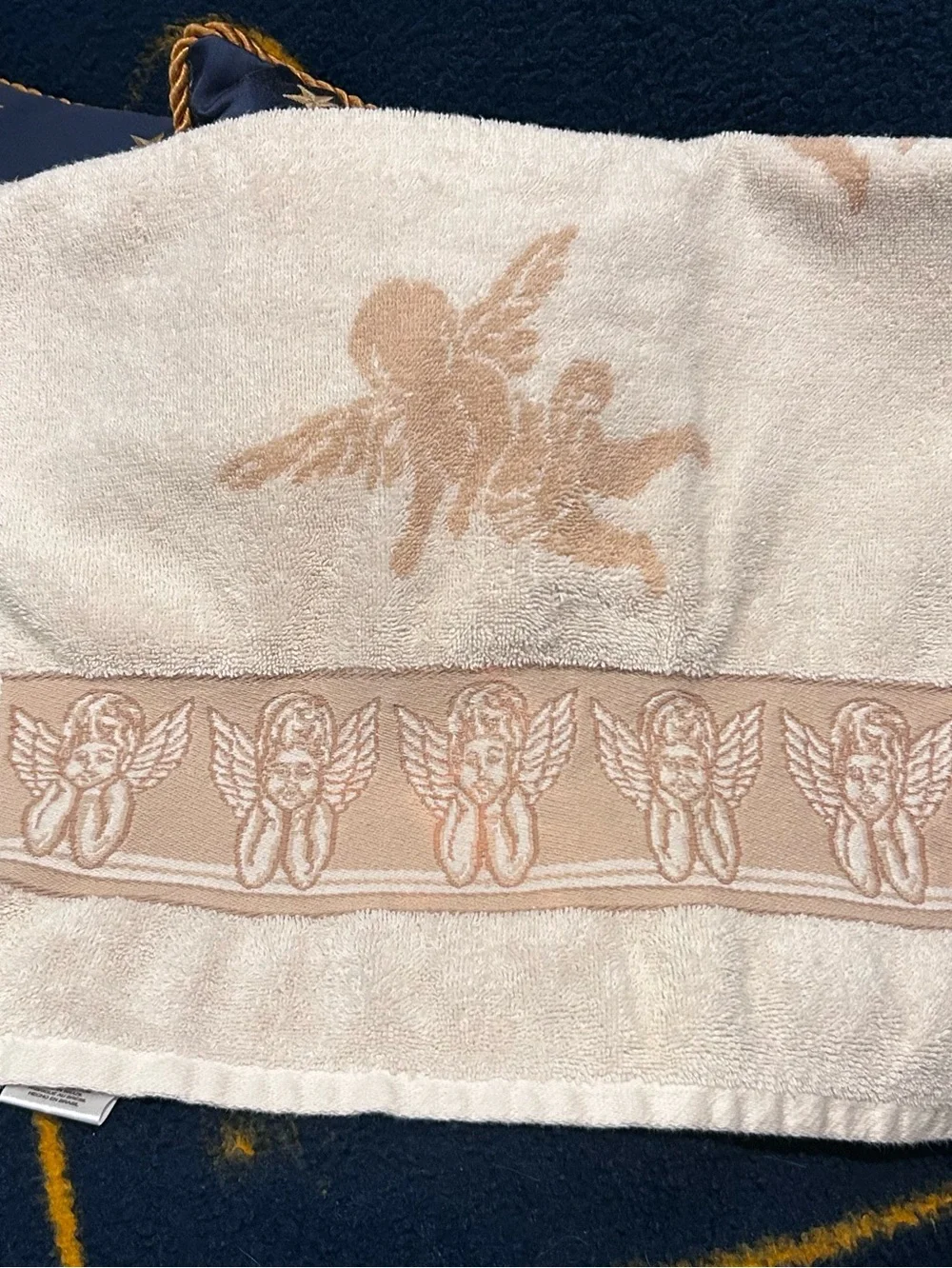 Vintage 90s Celestial Cherub Hand Towel Angels Whimsigoth Bathroom Decor